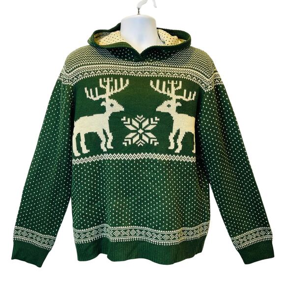 V28 Reindeer Nordic Style Christmas Holiday Hoodie Sweater Size XXL - Picture 1 of 5